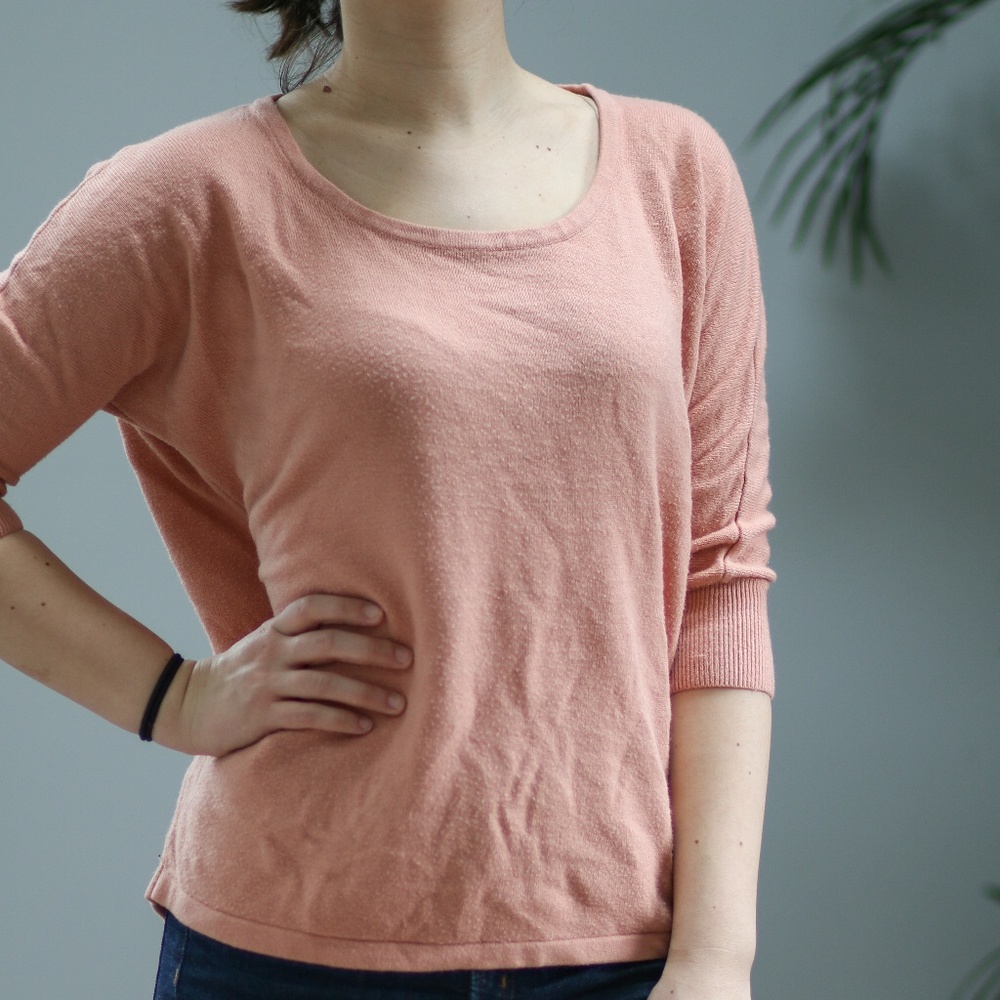 Forever 21 Pale Pink 3/4in Sleeve Sweater Medium